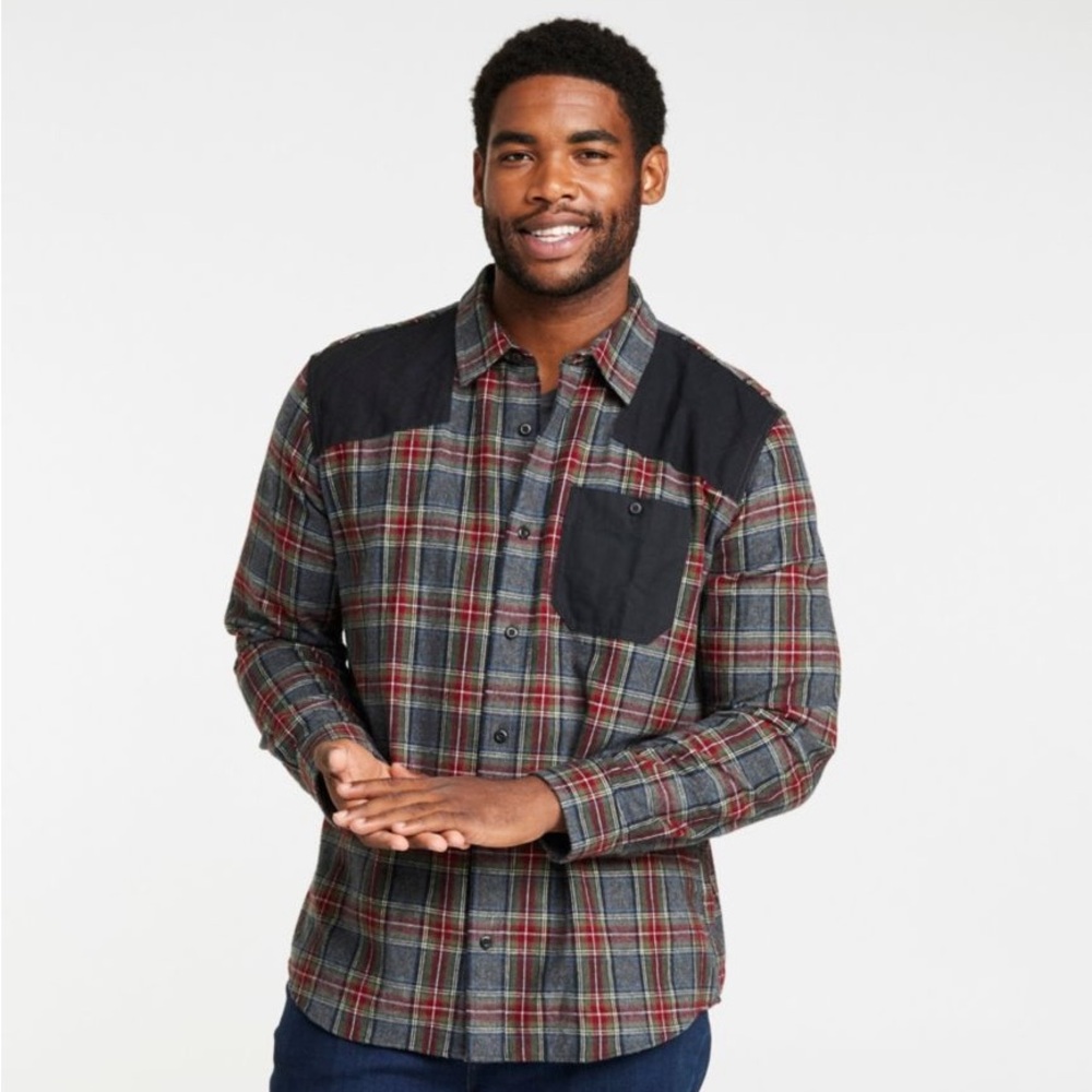 L.L. Bean Men's Heritage Scotch Plaid Flannel Shirt - Grey
